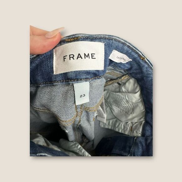 FRAME Le Crop Mini Boot Jeans Mid Rise Wine Ridge Destruct NWT Size 23 - Picture 6 of 8